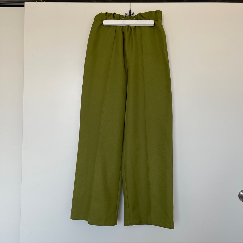 Olive Green Wide-Leg Pants